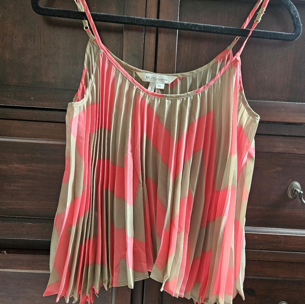 BCBGeneration Pleated Sheer Crop Top XS